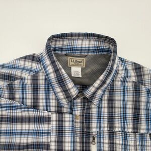 L.L. Bean long sleeve button up Men's XL Black and Blue Checkered Shirt